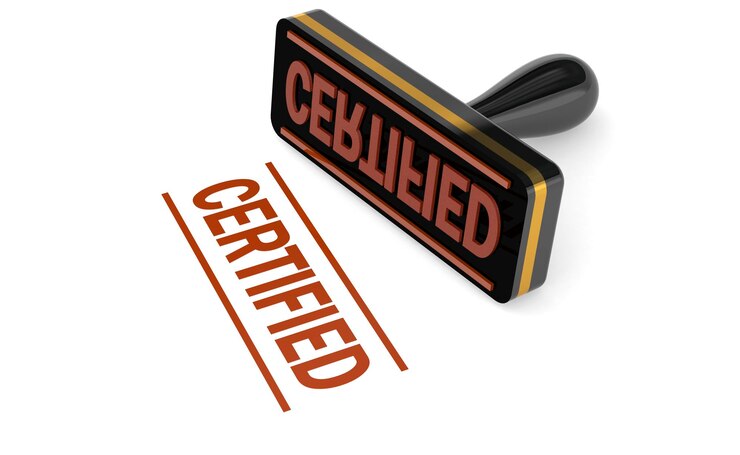 Foto selo preto com palavra certificada vermelha