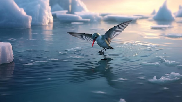 Foto seltener kolibri eisvogel vuela en el agua de nahau ai generativa