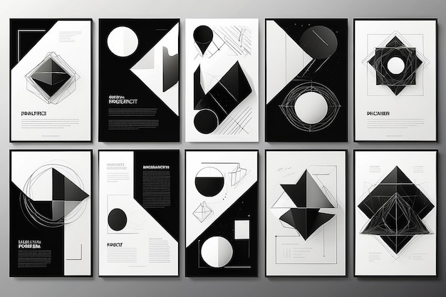 Seltsame Drahtrahmen mit geometrischen Formen und schwarzen geometrischen Figuren