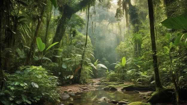 Selva amazónica brasileña Un rico bosque lleno de vida silvestre y plantas