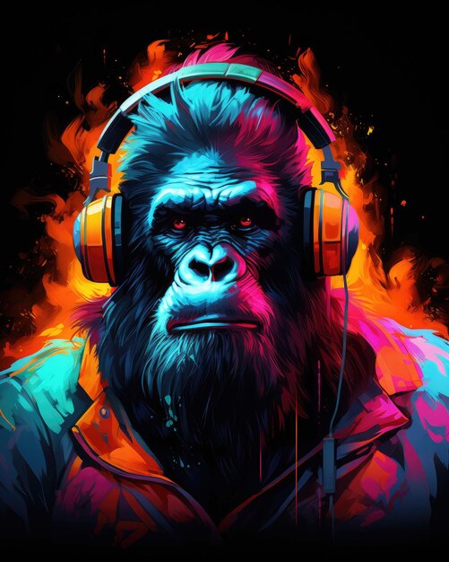 selva bate a jornada musical de um gorila grooving Ai Generated
