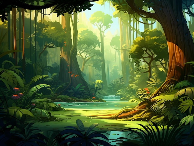 Foto selva fundo floresta natureza cena futurista