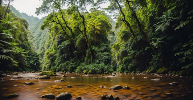 Selva paisagem rio montanha Generative AI