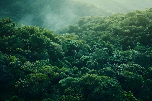 La selva tropical de Costa Rica Un paisaje exuberante de árboles de follaje verde vibrante Concepto Fotografía de la naturaleza El paraíso tropical de la selva tropical Aventura