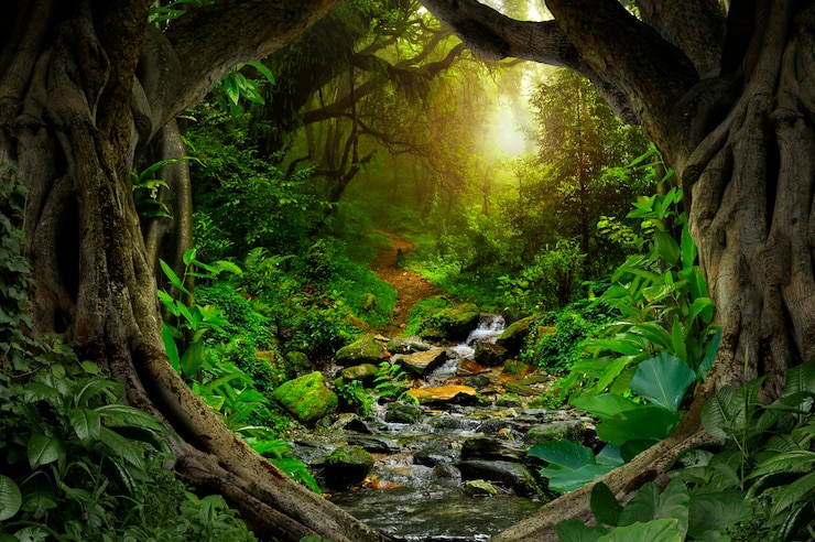 Foto selva tropical profunda do sudeste asiático