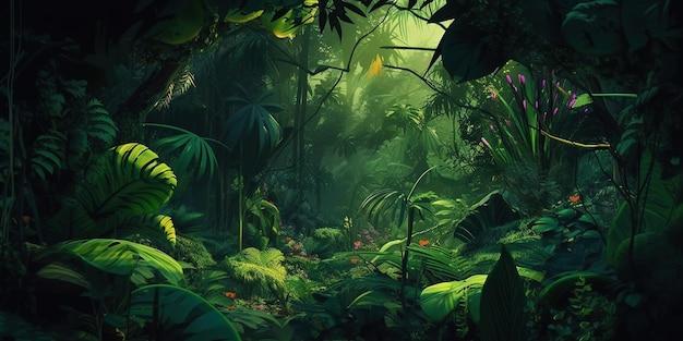 Selvas tropicales profundas Paisaje boscoso denso IA generativa