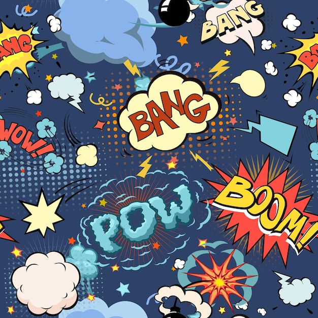 Sem costura de fundo com ilustração vetorial de bolhas do discurso de quadrinhos