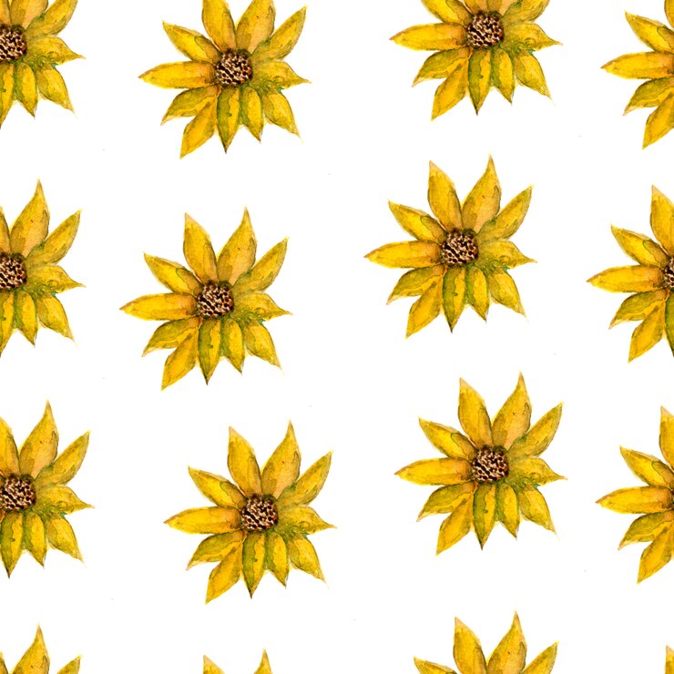 Foto sem costura mão infinita desenhada aquarela floral romântico flores amarelas padrão isolado fundo