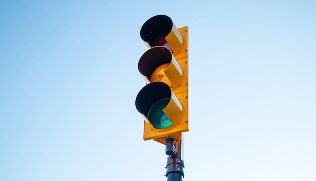 Semáforo verde para fondo de cielo azul de coches