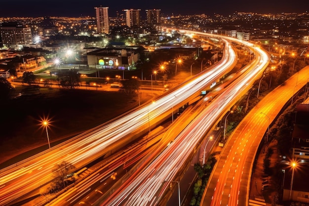 Semáforos de la ciudad por la noche Generado por IA