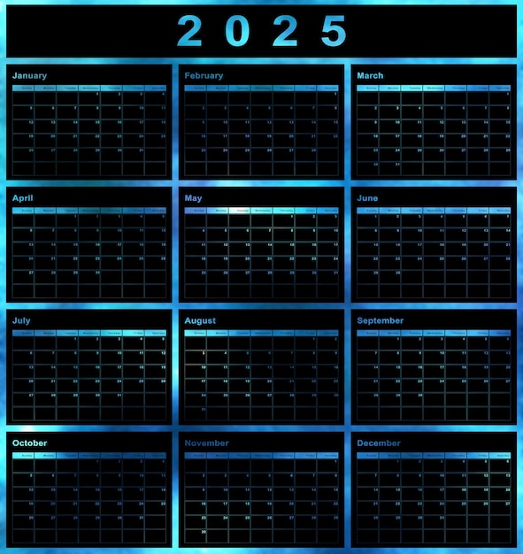 Semana calendario de 2025 comienzo de domingo