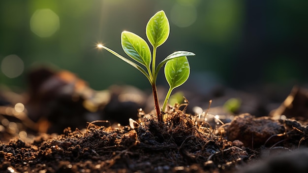 Sementeira verde ilustrando o conceito de nova vida e nova vida na natureza