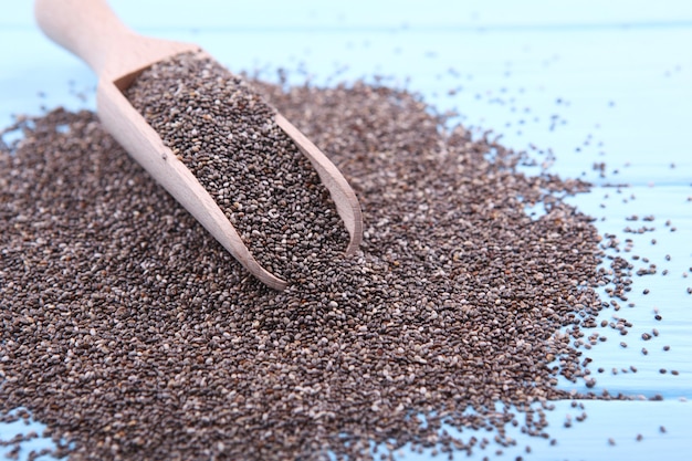 Sementes de chia na mesa superalimento suplementos nutricionais perda de peso