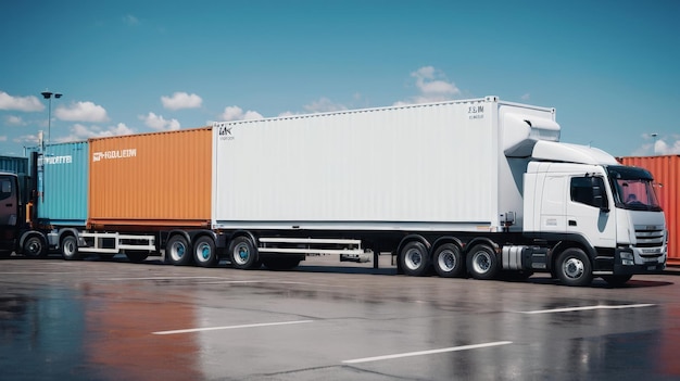 Semi camión estacionado en el estacionamiento