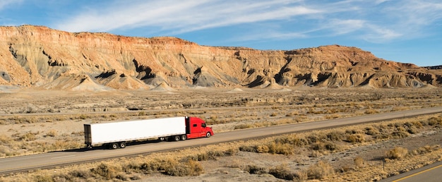 Semi Trailer Long Haul 18 Wheeler Big Rig Red Truck