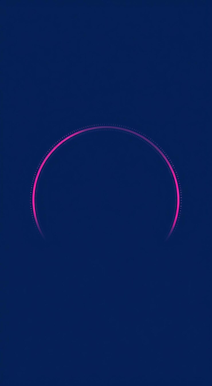 Foto semicírculo digital brillante abstracto de color rosa y azul sobre un fondo azul oscuro