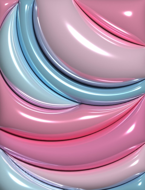 Semicírculos multicoloridos inflados com ilustração de renderização 3D de superfície brilhante