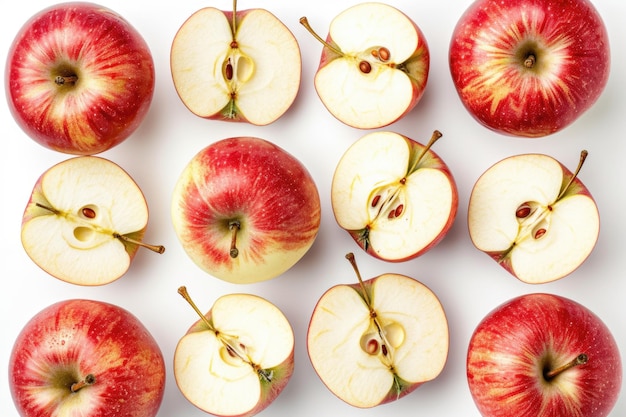 Semilla de manzana aislada Grupo de semillas de manzana en fondo blanco Vista superior