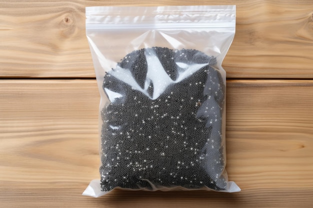 Foto semillas de amapola en una bolsa de plástico