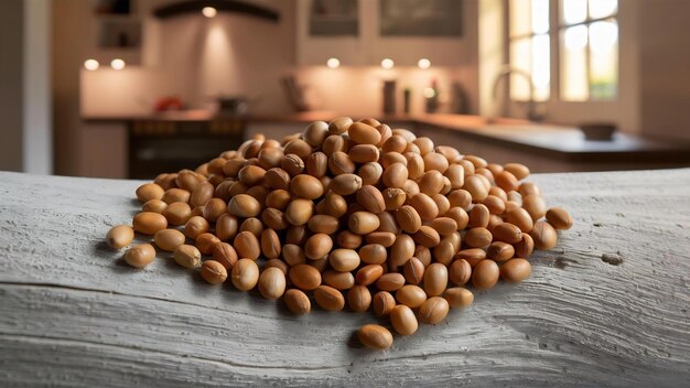 Semillas de frijol mung en un fondo de madera en la cocina