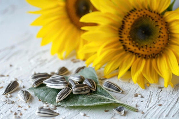 Semillas de girasol en la mesa