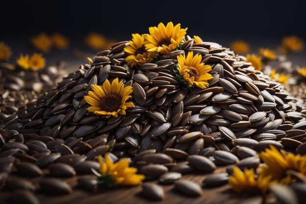 Foto las semillas de girasol en una presentación artística