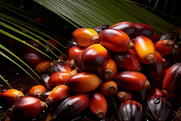 Semillas de palma aceitera en primer plano