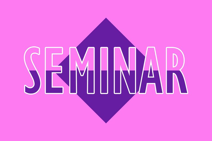 Foto seminario banner tipográfico colorido con palabra texto subtítulo letras artísticas fuente colorida creativa concepto de rúbrica diseño minimalista