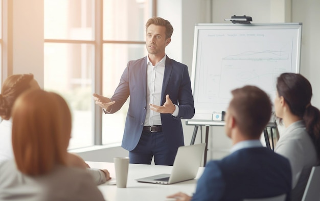 Seminario de liderazgo de entrenadores corporativos con Flipchart