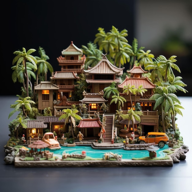 Seminyak de Bali Indonesia con embarcaciones 3D y fondo aislado