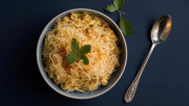 Foto semiya upma ou vermicelli uppuma ou uppittu é um popular cardápio de pequeno-almoço do sul da índia