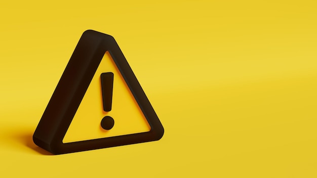 Señal de advertencia vista isométrica fondo amarillo prevención de seguridad ilustración 3d