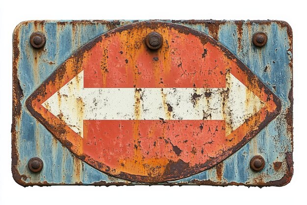 Señal de carretera oxidada con dos flechas