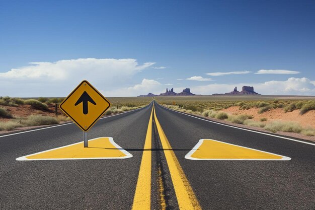 Foto una señal de carretera que dice carretera con una flecha que señala a la izquierda