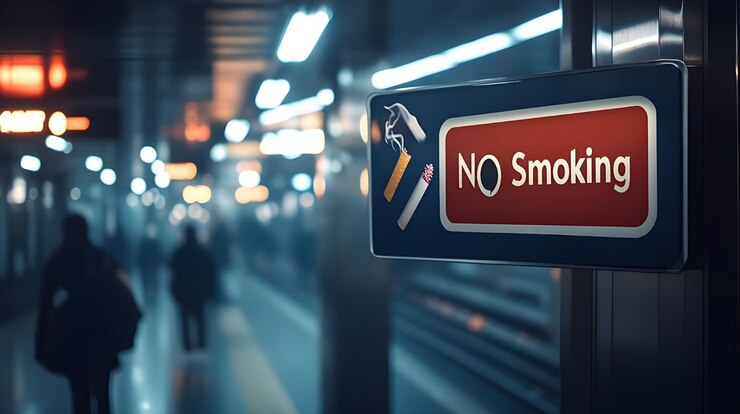 Señal de no fumar con un cigarrillo cruzado