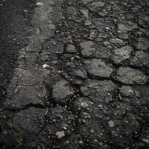 Señal de parada en la carretera con textura de asfalto áspero