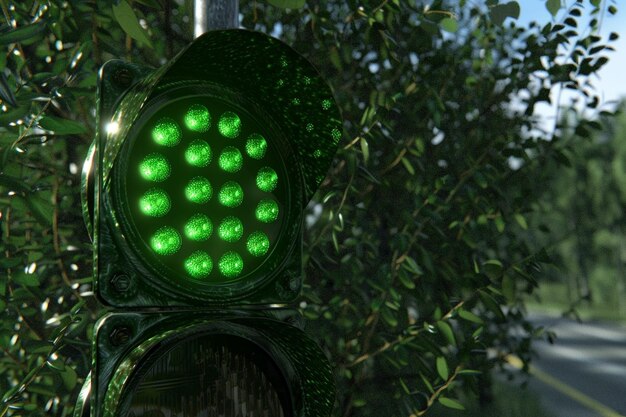 Foto señal de tráfico d que representa el semáforo en el espacio verde tema de tráfico de luz verde