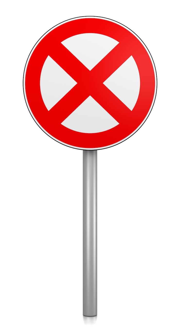 Foto señal de tráfico de prohibición aislada