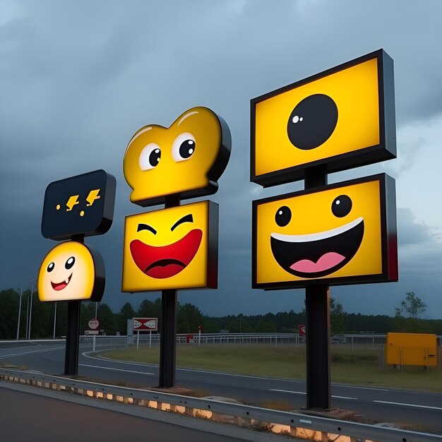 Foto la señalización callejera transmite emociones a través de emojis