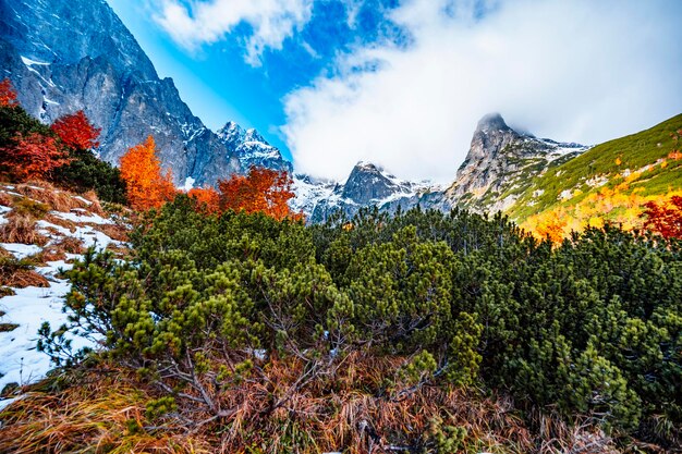 Senderismo en el parque nacional High Tatras HiIking desde el lago blanco hasta el lago verde en el paisaje montañoso Zelene pleso Eslovaquia