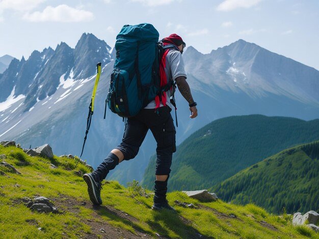 Senderismo trekking en la montaña Deporte y vida activa