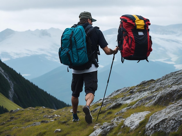 Senderismo trekking en la montaña Deporte y vida activa