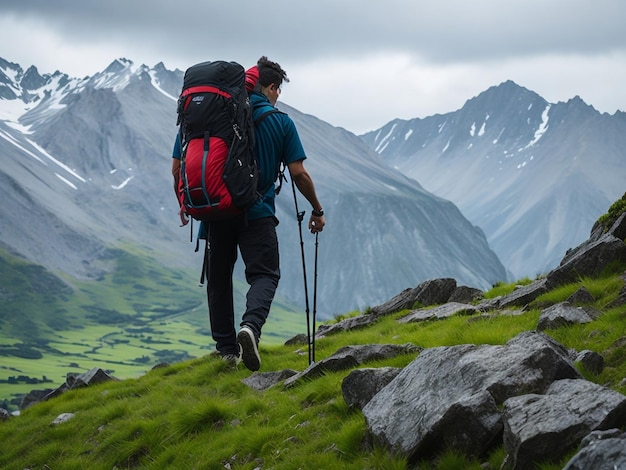 Senderismo trekking en la montaña Deporte y vida activa