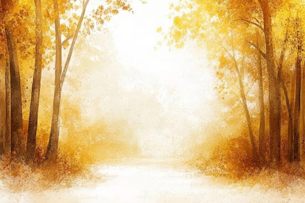 El sendero del bosque del otoño dorado