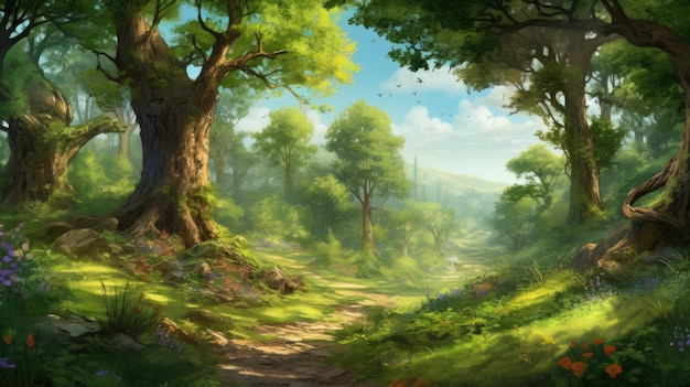 un sendero forestal con un bosque y un tronco de árbol.