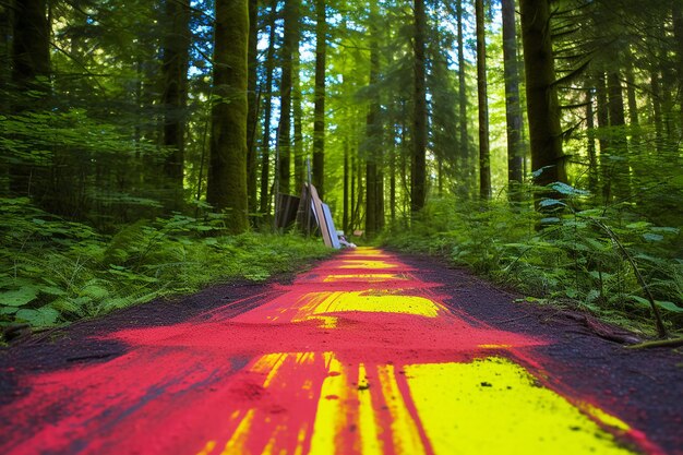 Foto el sendero forestal marcado con señales biodegradables