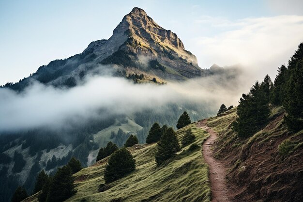 El sendero de la montaña desapareciendo en la distancia