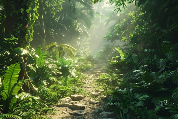 Un sendero panorámico a través de un bosque exuberante