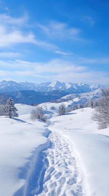 los senderos cubiertos de nieve las montañas en invierno