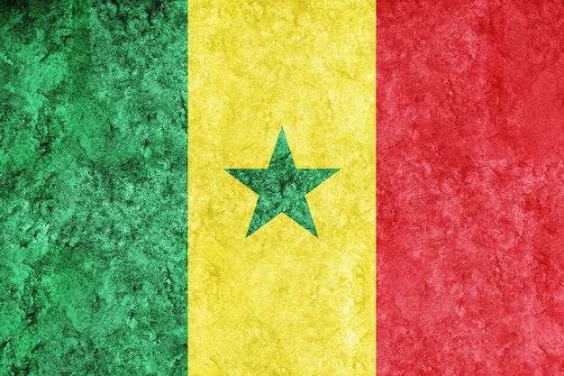 Senegal Bandera metálica, bandera texturizada, bandera grunge